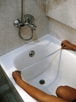 замер ванны перед обновлением эмали